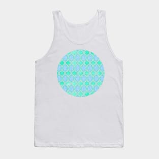 Moroccan Aqua Doodle pattern in mint green, blue & white Tank Top